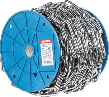 Цепь сварная длиннозвенная М6 нерж.сталь (А2), DIN 763 (бухта 25м) STARFIX