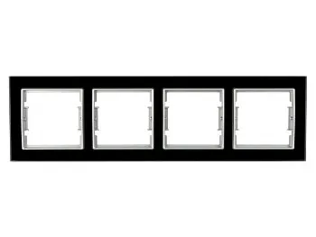 Рамка 4-ая горизонтальная черное стекло ELITRA, MUTLUSAN