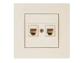 Розетка телефонная 2хRJ12 (скрытая) кремовая, RITA, MUTLUSAN