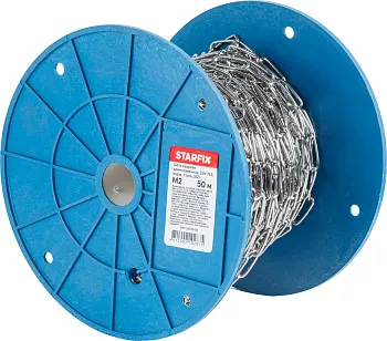 Цепь сварная длиннозвенная М2 нерж.сталь (А2), DIN 763 (бухта 50м) STARFIX