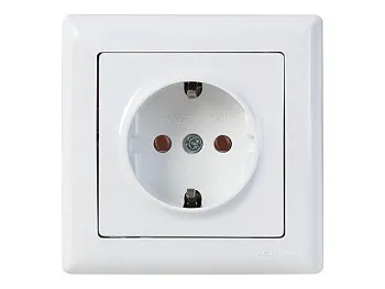 Розетка 1-ая (скрытая, с/з, с/штор) белая, DARIA, MUTLUSAN
