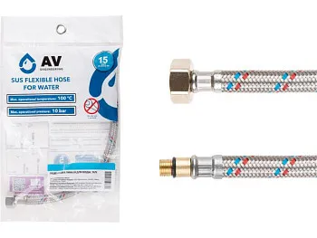 Подводка гибкая, SUS, иголка м10 короткая - гайка 1/2" 150 см AV Engineering