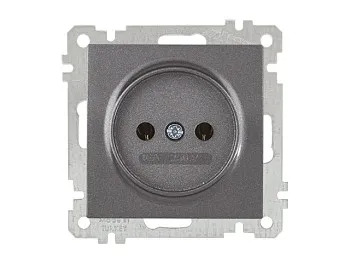Розетка 1-ая (скрытая, без рамки, б/з) дымчатая, DARIA, MUTLUSAN