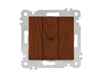 Выключатель 3-клав. (скрытый, без рамки, пруж. зажим) орех, RITA, MUTLUSAN