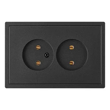 Розетка 2-ая (скрытая, б/з) графит, Carre, BYLECTRICA