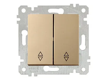 Выключатель проходной 2-клав. (скрытый, без рамки, пруж. зажим) золото, RITA, MUTLUSAN