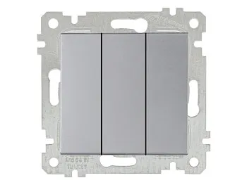 Выключатель 3-клав. (скрытый, без рамки, пруж. зажим) серебро, RITA, MUTLUSAN