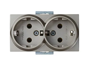 Розетка 2-ая (скрытая, с/з) титан, RITA, MUTLUSAN