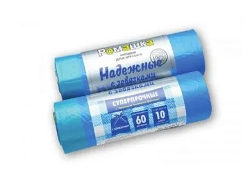 Мешки для мусора с завязками, 60 л, 10 шт, "НАДЕЖНЫЕ", синие, РОМАШКА