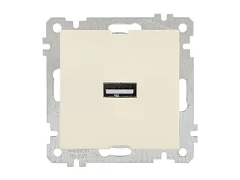 Розетка 1-ая USB (скрытая, без рамки) кремовая, DARIA, MUTLUSAN