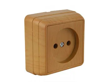 Розетка 1-ая (открытая, б/з) дуб, BRON, MUTLUSAN