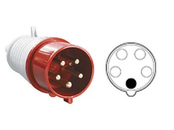 Вилка силовая 16А 380В 5 pin 3P+PE+N IP44