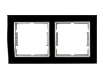 Рамка 2-ая горизонтальная черное стекло ELITRA, MUTLUSAN
