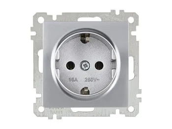 Розетка 1-ая (скрытая, с/з) серебро, ELITRA, MUTLUSAN