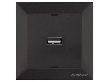 Розетка 1-ая USB (скрытая) черная, DARIA, MUTLUSAN