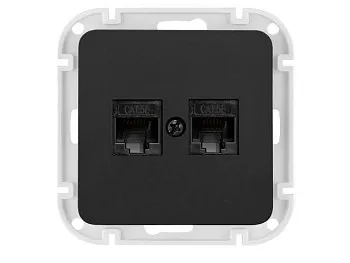 Розетка 2-ая компьютерная (скрытая) карбон Astrum, BYLECTRICA