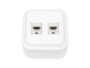 Розетка 2-ая компьютерная (открытая) белая, Пралеска, Byletrica