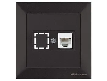 Розетка компьютерная 1xRJ45 (Cat5e, скрытая) черная, DARIA, MUTLUSAN