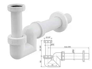 Сифон для умывальника и биде DN40 пластик, Alcaplast