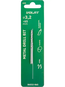 Сверло по металлу ц/х 3.2х36х65 мм HSS ВОЛАТ