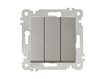 Выключатель 3-клав. (скрытый, без рамки, винт. зажим) титан, RITA, MUTLUSAN