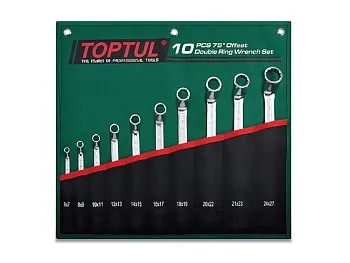 Набор ключей накидн. 75° 10 шт. в сумке (цвет:зелёный) TOPTUL