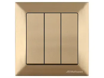 Выключатель 3-клав. (скрытый, пруж. зажим) золото, DARIA, MUTLUSAN