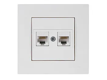 Розетка компьютерная 2xRJ45 (Cat5e, скрытая) белая, RITA, MUTLUSAN