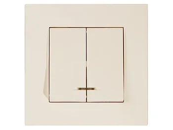 Выключатель 2-клав. (c подсветкой, скрытый, пруж. зажим) кремовый, RITA, MUTLUSAN