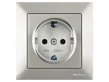 Розетка 1-ая (скрытая, с/з) титан, DARIA, MUTLUSAN