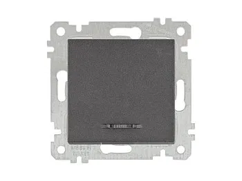 Выключатель 1-клав. (с подсветкой, скрытый, без рамки, винт. зажим) дымчатый, RITA, MUTLUSAN