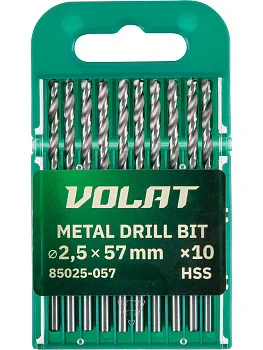 Сверло по металлу ц/х 2.5х30х57 мм HSS, комплект из 10-ти шт ВОЛАТ