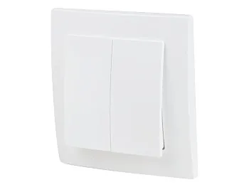 Выключатель 2 клав. (cкрытый, 6А) белый, Стандарт, Юпитер