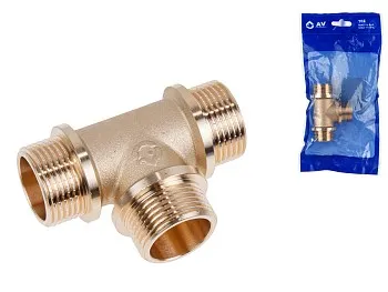 Тройник 3/4" нар.-нар.-нар. с ограничителем, AV Engineering (инд. упак.)