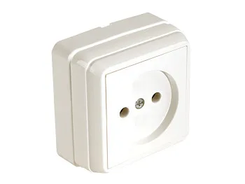 Розетка 1-ая (открытая, б/з, керамика) кремовая, BRON, MUTLUSAN