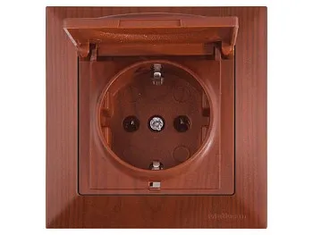 Розетка 1-ая (скрытая, с/з, с крышкой) вишня, DARIA, MUTLUSAN