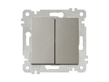 Выключатель 2-клав. (скрытый, без рамки, винт. зажим) титан, RITA, MUTLUSAN