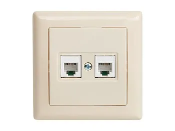 Розетка телефонная 2хRJ12 (скрытая) кремовая, DARIA, MUTLUSAN