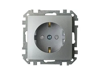 Розетка 1-ая (скрытая, с/з, з/ш) серебро, Стиль, Bylectrica