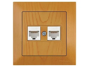 Розетка компьютерная 2xRJ45 (Cat6, скрытая) дуб, DARIA, MUTLUSAN