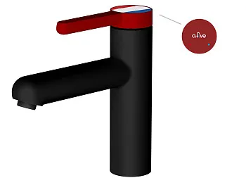 Смеситель для умывальника (Lt) D35, серия Rose черный + красный, a-five