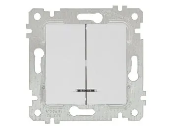 Выключатель 2-клав. (с подсветкой, скрытый, без рамки, винт. зажим) белый, RITA, MUTLUSAN