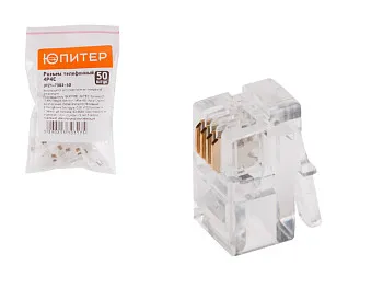 Разъем (джек) телефонный 4P4C (50 шт.) ЮПИТЕР