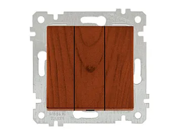 Выключатель 3-клав. (скрытый, без рамки, пруж. зажим) вишня, RITA, MUTLUSAN