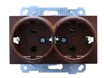 Розетка 2-ая (скрытая, с/з, керамика) орех, RITA, MUTLUSAN