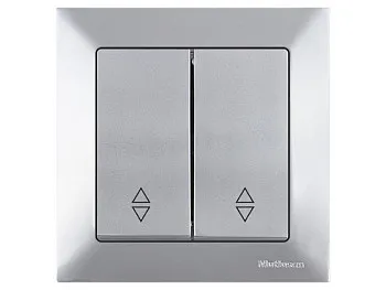 Выключатель проходной 2-клав. (скрытый, пруж. зажим) серебро, DARIA, MUTLUSAN