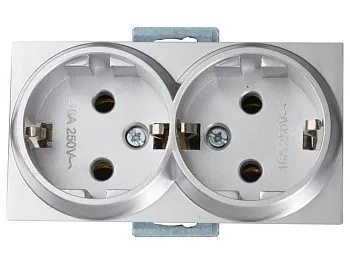 Розетка 2-ая (скрытая, с/з) серебро, RITA, MUTLUSAN