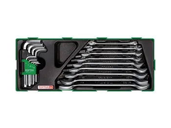 Набор-сет ключей рожк. + шестигр. 18предм. TOPTUL