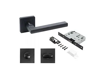 Комплект ручка и защ. с фикс АЛЛЮР АРТ "ВЕНСАН" BL+L7050S BL+BK-S1 BL (26150/S7050) матовый черный