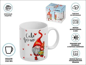 Кружка керамическая, в кор., 350 мл., CUTE GNOME-2, PERFECTO LINEA